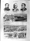Old Antique Print 1888 Royal Ascot Horse Racing Evans Zephyr Boat Billing 19th