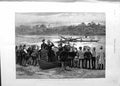 Original Old Antique Print 1888 Obstacle Race Canoes Aukland New Zealand Sport