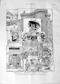 Old Antique Print 1888 Bastille Auberge Needlewoman Cobbler France Scene 19th