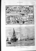 Old Antique Print 1888 Ships Fitzroy Serpent Fitzroy Olympia Exhibition 19th