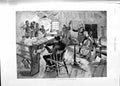 Original Old Antique Print 1888 Scene Village Philharmonic Rehearsal Music 19th