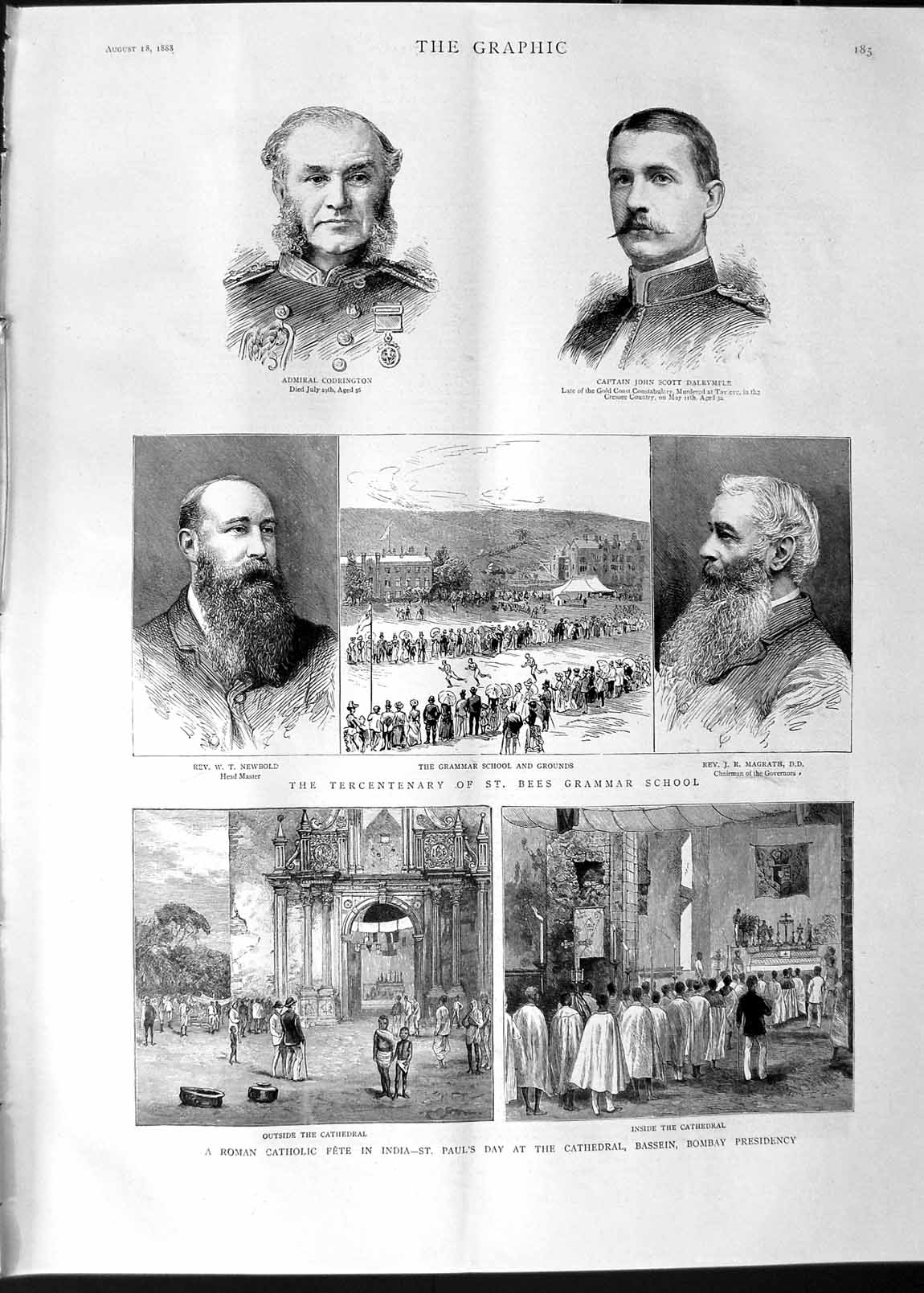 Old Antique Print 1888 Catholic Fete India Bees School Codrington Magrath 19th