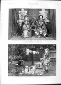 Original Old Antique Print 1888 Girl Washing Dolls Clothes Wedding Blossom Woo