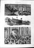 Original Old Antique Print 1888 German Emperor Italy Vatican Re' Umberto Naples