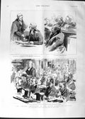 Original Old Antique Print 1888 Parnell Commission Royal Courts Justice Webster