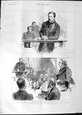 Original Old Antique Print 1888 Parnell Commission Royal Courts Justice O'Shea