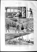 Old Antique Print 1888 Scene Fighting Black Mountain Himalayas Akazai War 19th