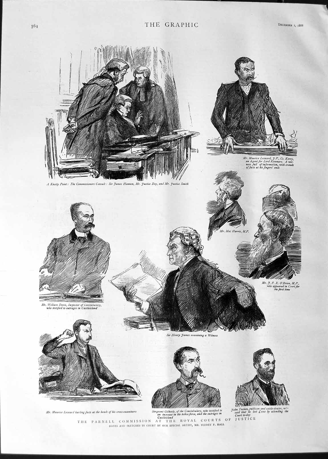 Old Antique Print 1888 Parnell Commission Royal Courts Justice Aldershot 19th