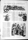 Original Old Antique Print 1888 Story Scenes Worship Sword Japan Venus Victrix