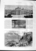 Original Old Antique Print 1888 Chela Crag Siers Himalayas Burg Theatre Vienna