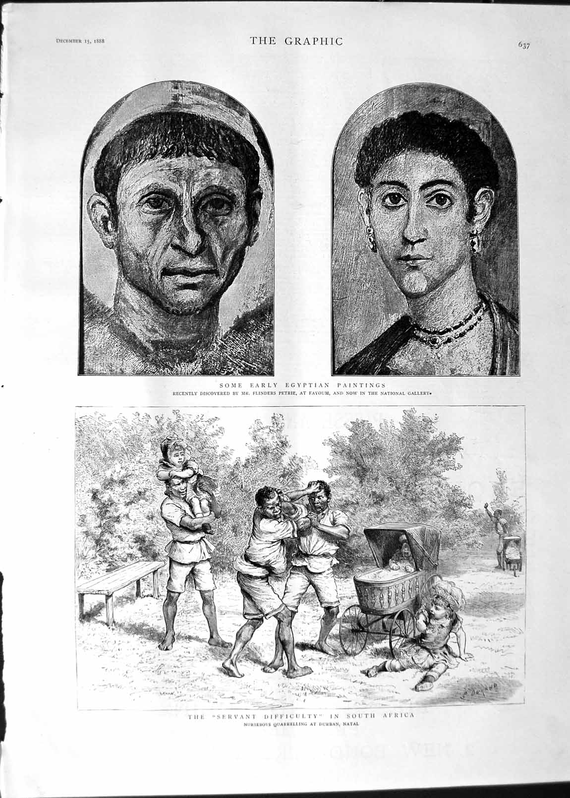 Old Antique Print 1888 Servant Nurseboys Natal Africa Egyptian Paintings 19th