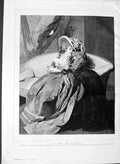 Original Old Antique Print 1889 Fine Art Henry Walton Beautiful Lady Couch 19th