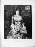 Original Old Antique Print 1889 Portrait Beautiful Lady Woman Alma-Tadema 0 19th