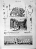 Original Old Antique Print 1889 Indian Bazaar Paris Exhibition Dublin Carriage