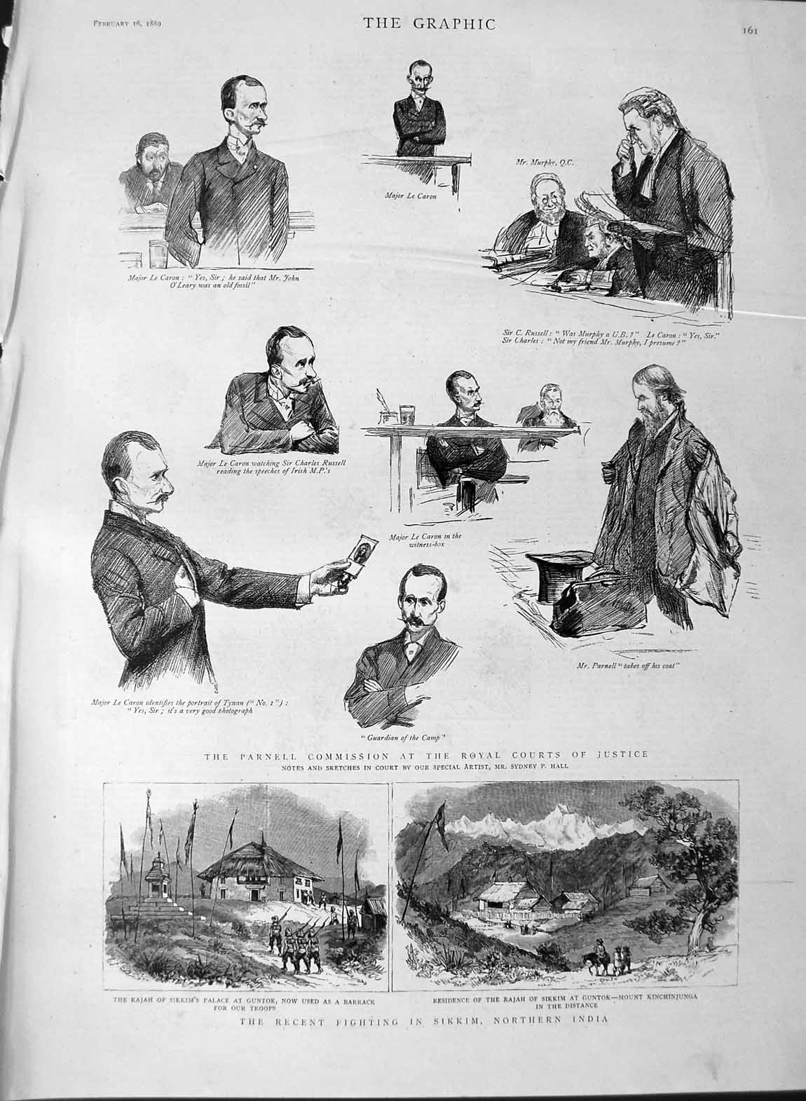 Original Old Antique Print 1889 Parnell Commission Courts Justice Sikkim In 19th