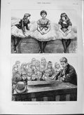 Original Old Antique Print 1889 Children Pantomimes Music Singing Costumes 19th