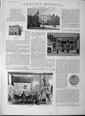 Original Old Antique Print 1889 Christ'S Hospital Bluecoat School Childre 19th