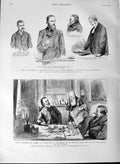 Old Antique Print 1889 Parnell Commission Courts Justice Labouchere Hall 19th