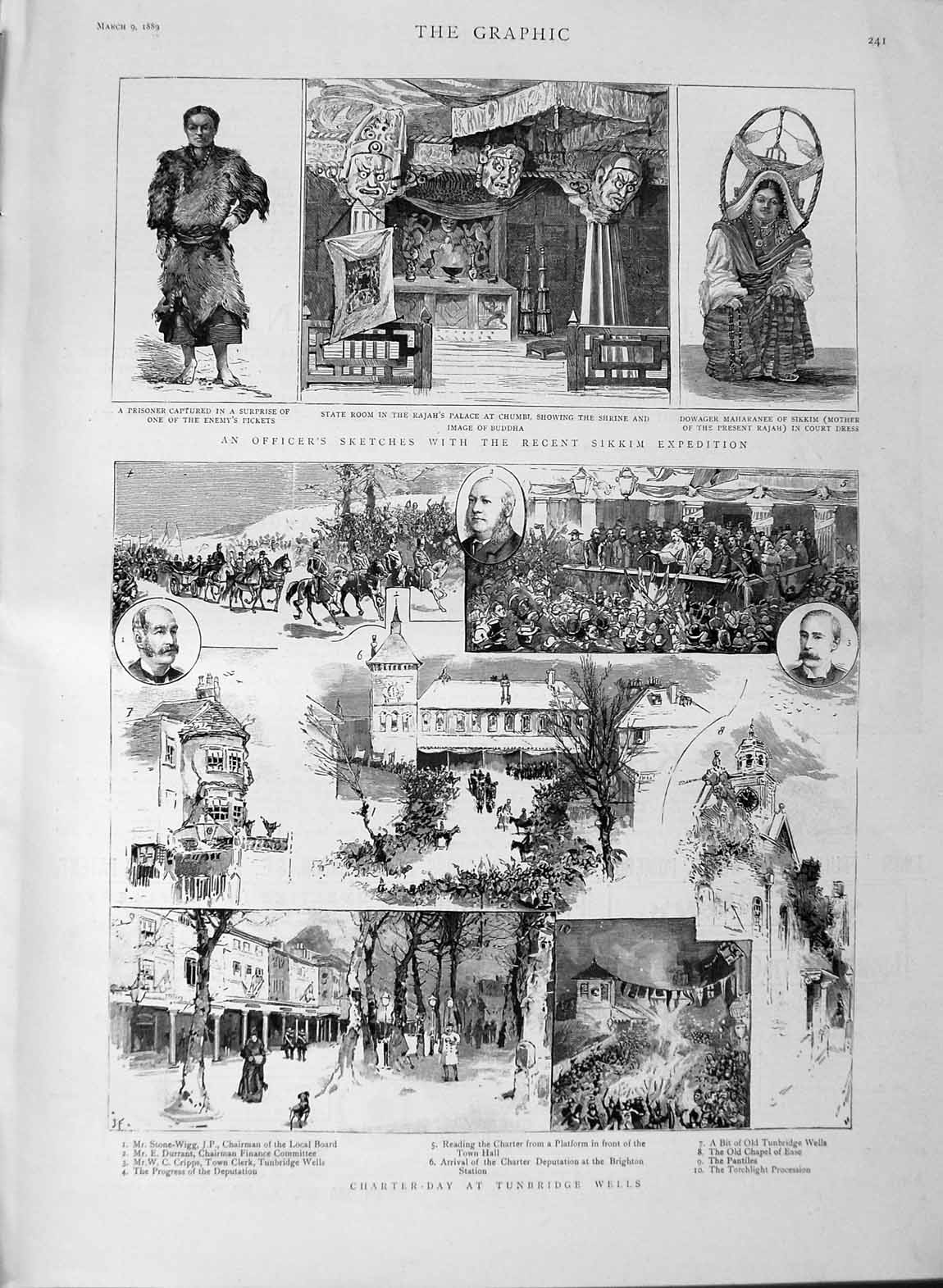 Old Antique Print 1889 Charter-Day Tunbridge Wells Sikkim Shrine Buddha 19th
