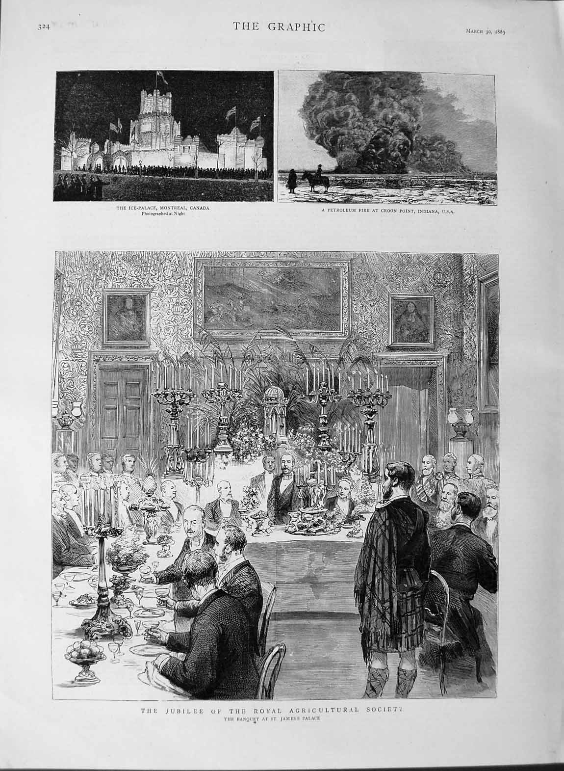 Old Antique Print 1889 Agricultural Society James'S Palace Canada Indiana 19th