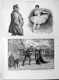 Original Old Antique Print 1889 Pantomime Rehearsal Richard Iii Globe Theatre