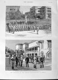 Original Old Antique Print 1889 Volunteer Artillery Duke Connaught Bombay India