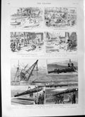 Old Antique Print 1889 Canon Gun Victoria Ship Chatham British New Guinea 19th