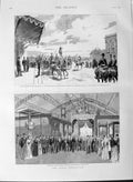 Original Old Antique Print 1889 Paris Exhibition President Carnot Versailles