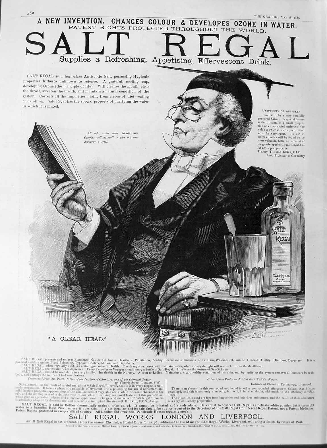 Original Old Antique Print 1889 Advertisement Salt Regal Works London Liverpool