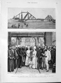 Original Old Antique Print 1889 Lansdowne Bridge Indus India Lord Reay 19th