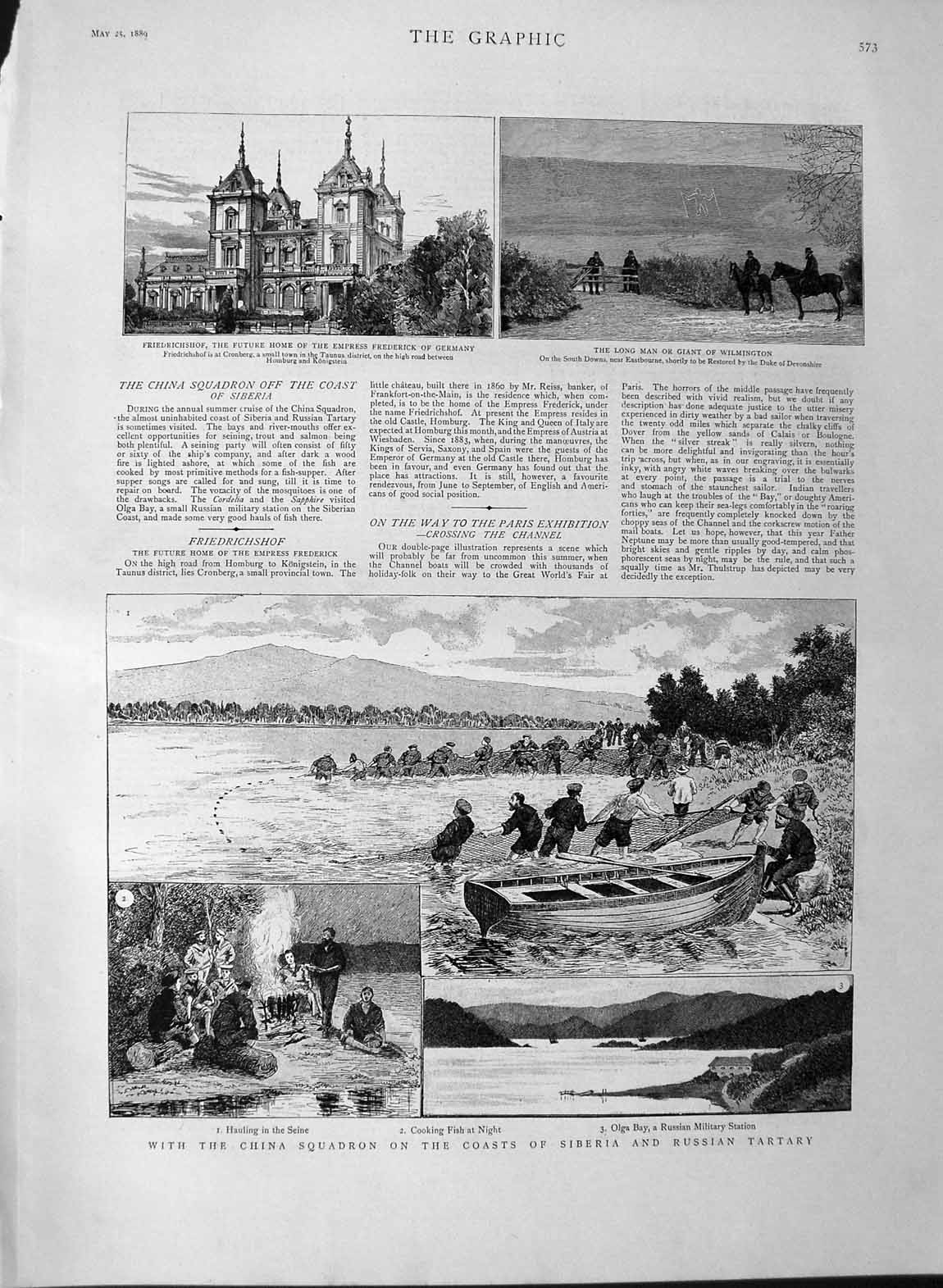 Original Old Antique Print 1889 Siberia Tartary War Friedrichshgiant Wilmington