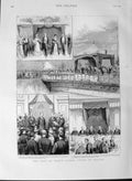 Original Old Antique Print 1889 Prince Albert Victor Belfast Ireland Alexandra