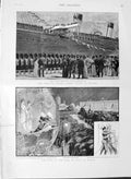 Old Antique Print 1889 Prince Victor Belfast Ship Teutonic Berlin Italy 19th