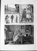 Original Old Antique Print 1889 Professor Hubert Herkomer Music Play Bushe 19th