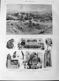 Original Old Antique Print 1889 Monkey Alexandra Brockwell Herne Tennis 19th
