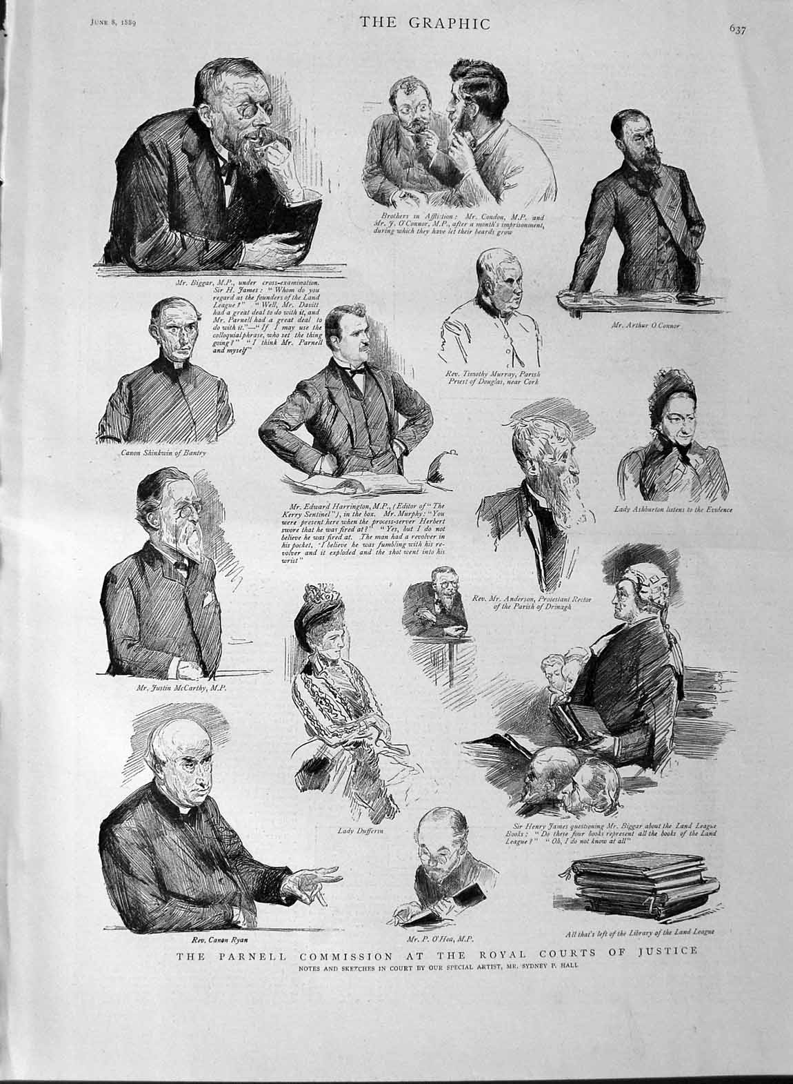 Old Antique Print 1889 Parnell Commission Royal Courts Justice Dufferin 19th