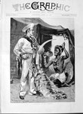 Original Old Antique Print 1889 Knowles Fine Art Sailor Native Man Ivory Tusk