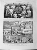 Original Old Antique Print 1889 Birmingham Athletes Liverpool Crowthorne Bolton