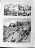 Original Old Antique Print 1889 Railway Crash Armagh Ireland Hospital Chu 19th