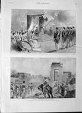 Original Old Antique Print 1889 Emperor Japan Tokio Soudanese Army Karn 19th