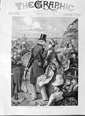 Original Old Antique Print 1889 Cup Day Ascot Horse Racing Sport Spectators