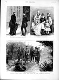 Original Old Antique Print 1889 German Emperor Hunting Friedrichsruh Bismarck