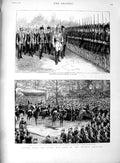 Original Old Antique Print 1889 German Emperor Siers Frierichstrasse Berlin