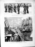Original Old Antique Print 1889 Emperor Germany Ships H.M.S Conqueror Spithead
