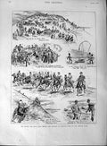 Original Old Antique Print 1889 Sham Fight Emperor Germany Siers War Horses