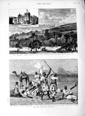 Original Old Antique Print 1889 Pale Mansion Wales Dervishes Nile Wad-El-Njumi