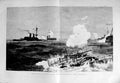 Original Old Antique Print 1889 Navy Manoeuvres Ushant Camperdown Ships Hero