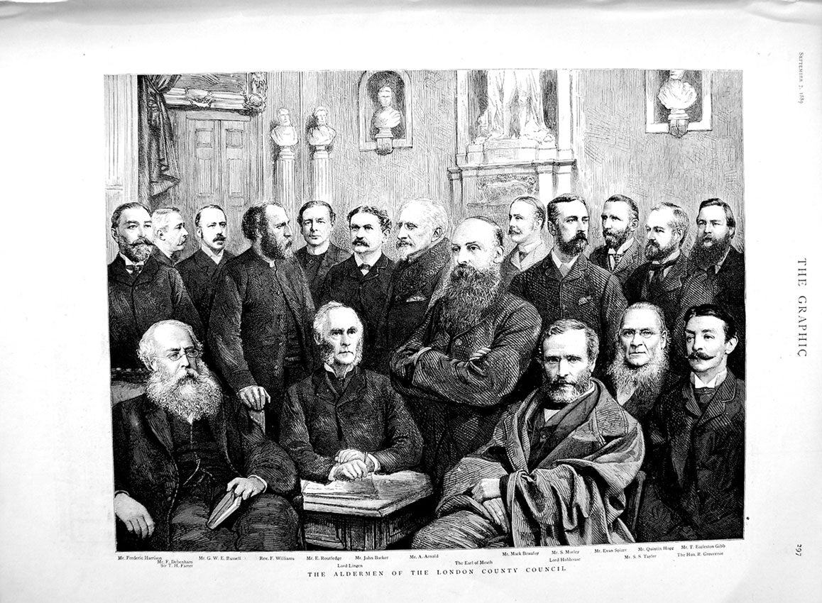 Old Antique Print 1889 Alderman London County Council Morley Spicer Meath 19th