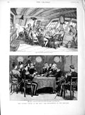 Original Old Antique Print 1889 Man-O-War Ship Naval Manoeuvres Sailors Navy