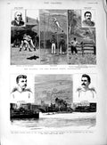 Original Old Antique Print 1889 Grasmere Sculling Putney Searle O'Connor Thames